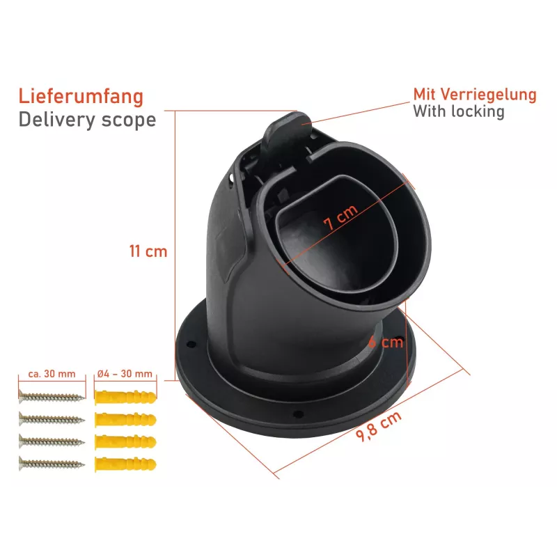 kabelmeister seinäteline Type 2 EV-latauskaapelille - musta
