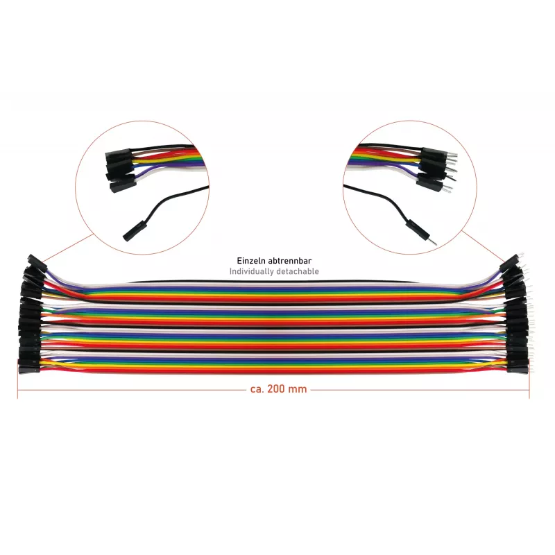 kabelmeister Jumper Wire 40-pin erotettavat johdot Arduinoon, Raspberry Pi:hin ym., uros-naaras