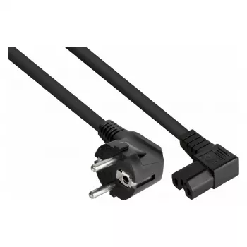 Kabelmeister virtajohto Schuko-pistoke tyyppi E+F (90° kulma) IEC C15-liittimeen (suora), 1,8 m, musta