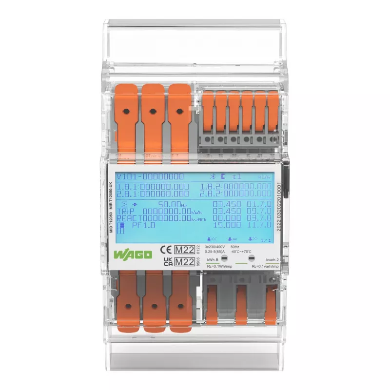 WAGO 879-3020 4PS digitaalinen kolmivaiheinen energiamittari 65 A MID-yhteensopiva