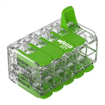 WAGO 221-430 COMPACT 2-johtimen liitin, 0,2–4 mm², 15 kpl, Green Range