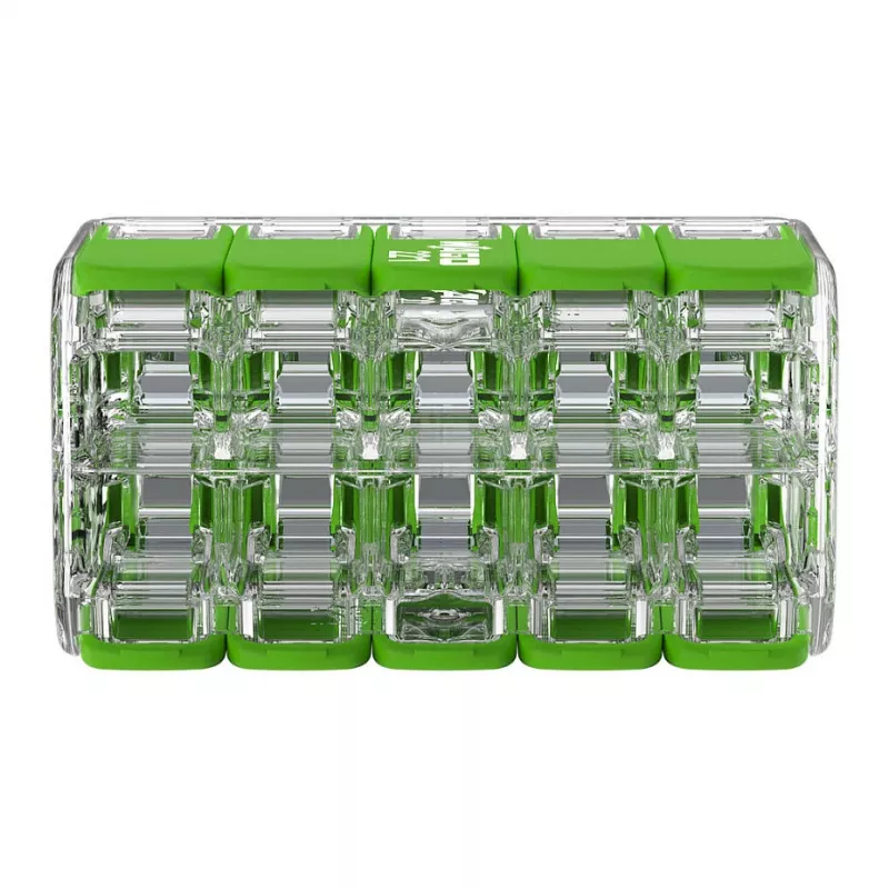WAGO 221-430 COMPACT 2-johtimen liitin, 0,2–4 mm², 15 kpl, Green Range