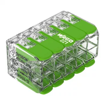 WAGO 221-430 COMPACT 2-johtimen liitin, 0,2–4 mm², 15 kpl, Green Range