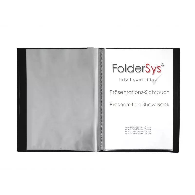 Foldersys näyttökansio A4 musta 40 taskua