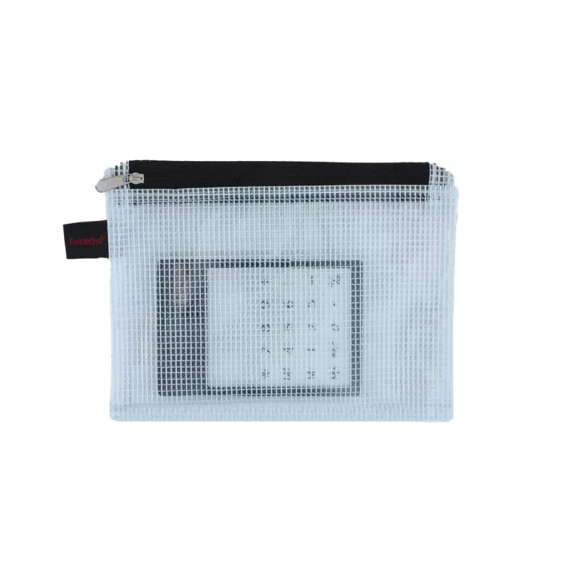 FolderSys A6 vetoketjupussi läpinäkyvä PVC