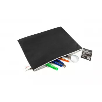 FolderSys A4 vetoketjupussi musta läpinäkymätön kuitukangas PP 270 x 350 mm