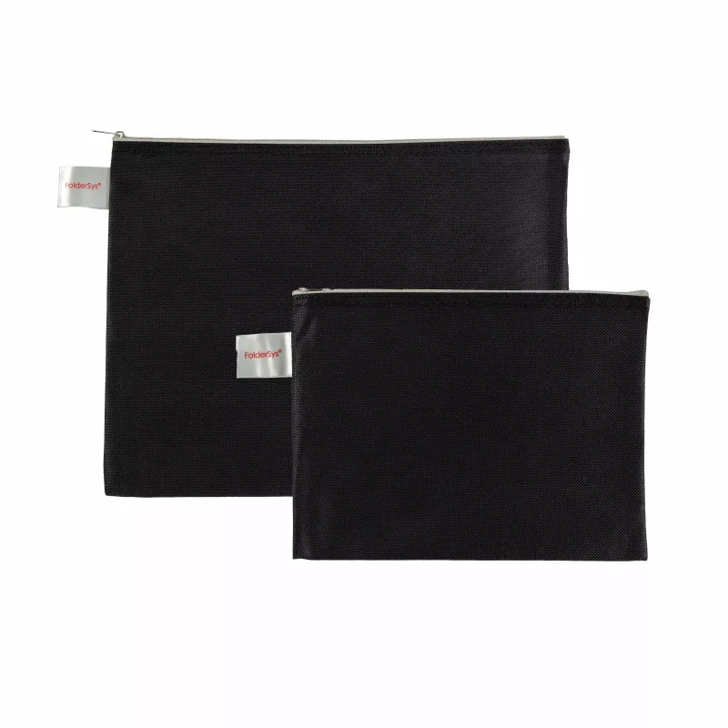 FolderSys A5 vetoketjupussi musta läpinäkymätön kuitukangas PP 190 x 255 mm