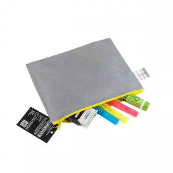 FolderSys A5 harmaa läpinäkymätön kuitukangas-PP-vetoketjutasku 190 x 255 mm