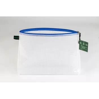 Foldersys asiakirjojen vetoketjutasku A4 läpinäkyvä/sininen 0,28 mm 1 kpl
