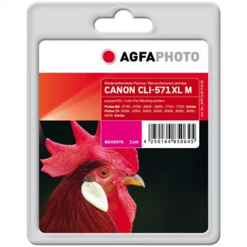 AgfaPhoto 11 ml magenta yhteensopiva mustesuihkukasetti (korvaa Canon CLI-571MXL)