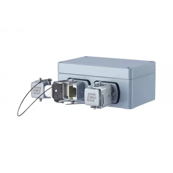 METZ CONNECT E-DAT Industry IP67 V5 2-porttinen pinta-asennettava verkkorasia, alumiini, harmaa (1401060320ME)