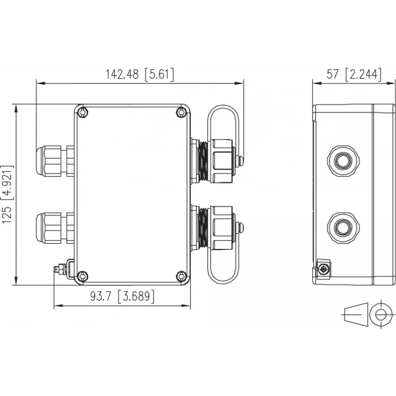 METZ CONNECT 1401010620ME teollisuuden Ethernet-liitäntärasia, harmaa, metalli, IP67, 124x78x57 mm