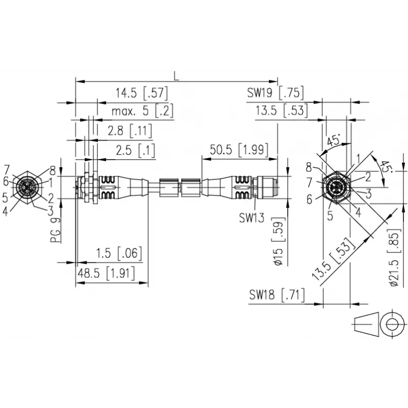 METZ CONNECT 142M2X12020 - 2 m - Cat6a - M12 - M12 - vihreä