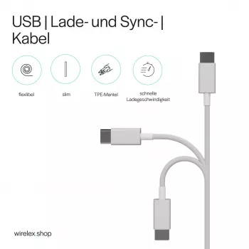SHIVERPEAKS Flexline USB-C USB-C -lataus- ja synkronointikaapeli, USB 2.0, ABS, valkoinen, 0,5 m (FL31-12050)