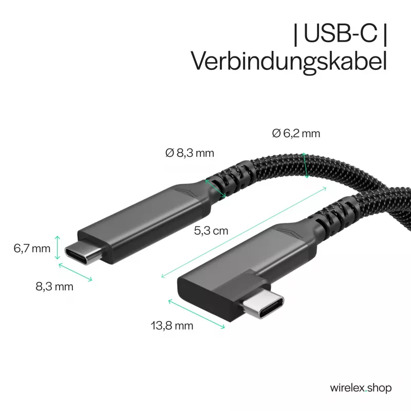 S CONN S/CONN maximum connectivity USB-C-latauskaapeli USB-C–USB-C 3.2 100W PD tekstiili 90° - kaapeli - digitaali/data