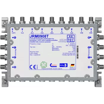 JULTEC JRM0908T 9/8 multiswitch satelliittijakokytkin 8 SAT IF -tuloa 1 maanpäällinen tulo 8 tilaajalähtöä