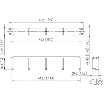 METZ CONNECT 19 tuumaa 1U 75 mm patch-paneeli RAL 9005 musta 130894-03-29-E