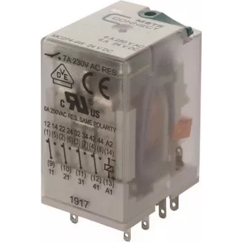 METZ BTR NETCOM -teollisuusrele 4PDT 24VDC 7A pistokerele 110017-25.14.07