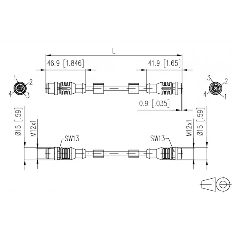 METZ CONNECT Verkkokaapeli M12 (4-napainen)