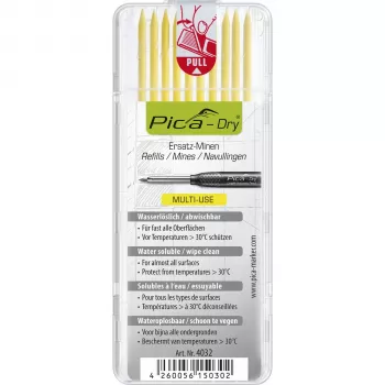 PICA-MARKER Pica DRY Refills Yellow - 10 lyijyä, 2,8 mm, vesiliukoinen