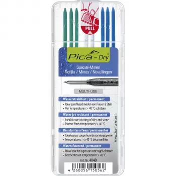 PICA-MARKER Pica DRY Refills Special - 8 lyijyä (grafiitti, punainen, valkoinen) 2,8 mm