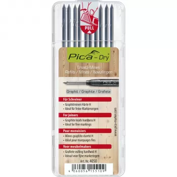 Pica DRY -täyttömiinat puusepälle - 9 miinaa (grafiitti, punainen, keltainen) 2,8 mm