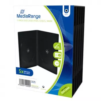 MEDIARANGE vähittäismyyntipakkaus DVD-kotelo tupla - DVD-videokotelo - kapasiteetti: 2 CD/DVD - musta (5 kpl:n pakkaus)