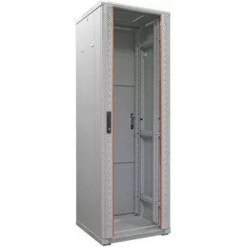 IT-BUDGET 19 tuuman verkkokaappi SRK - 38U - 600x600 mm - lasiovi - esikoottu - vaaleanharmaa (RAL 7035)