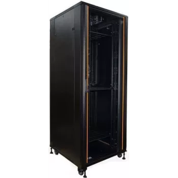 IT-BUDGET 19 tuuman verkkokaappi SRK - 42U - 800x800 mm - läpinäkyvä/teräsohutlevyovi - kaapelikanavat - koottu - musta (99ITB19SRK4288GSNM)