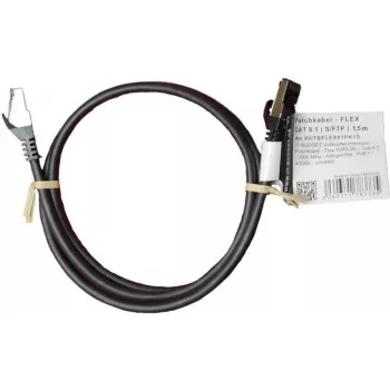 IT-BUDGET Full Copper Premium -verkkokaapeli - Flex AWG 26 - Cat.8.1 - 2000 MHz - halogeeniton - PoE+ - 40 GBit - musta - 1,5 m