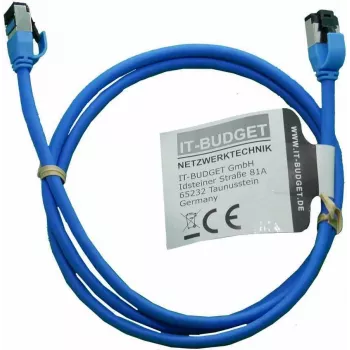 IT-BUDGET Full Copper Premium -verkkokaapeli - Slim AWG 28 - Cat.8.1 - 2000 MHz - halogeeniton - PoE+ - 40 Gbit - sininen - 1 m