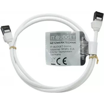 IT-BUDGET Full Copper Premium -verkkokaapeli - Slim AWG 28 - Cat.8.1 - 2000 MHz - halogeeniton - PoE+ - 40 Gbit - valkoinen - 1 m (90ITBSLIM81PK1W)