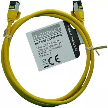 IT-BUDGET Full Copper Premium -verkkokaapeli - Slim AWG 28 - Cat.8.1 - 2000 MHz - halogeeniton - PoE+ - 40 Gbit - keltainen - 1 m