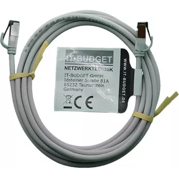 IT-BUDGET Full Copper Premium -verkkokaapeli - Slim AWG 28 - Cat.8.1 - 2000 MHz - halogeeniton - PoE+ - 40 Gbit - harmaa - 3 m