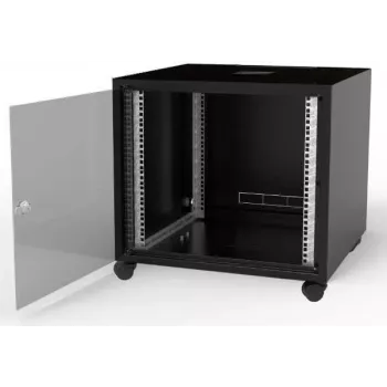 IT-BUDGET 19 tuuman verkkokaappi SJB - 10U - 600x600 mm - lasiovi - takaseinä - musta (W-3987-01-01-161-BBL)