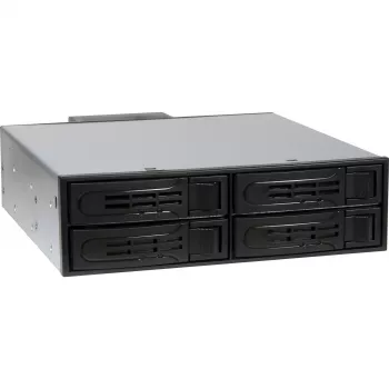 Inter-Tech IPC ST-5244 4-paikkainen 2,5 tuuman SATA/SAS Hot-Swap-mobiiliteline 5,25 tuuman paikkaan, musta