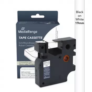 MediaRange yhteensopiva Dymo D1 tarratulostuskasetti 19mm x 7m musta valkoisella (MRDY45803)