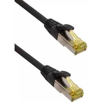 IT-BUDGET Full Copper Premium verkkokaapeli - Super Flex TPE - Cat.6A - Cat.7 kaapelilla - 600 MHz - halogeeniton - PoE+ - 10 GBit - musta - 0,15 m