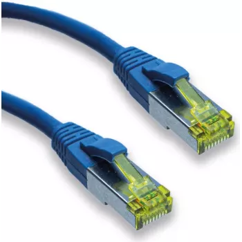 IT-BUDGET Full Copper Premium verkkokaapeli - Super Flex TPE - Cat.6A - Cat.7 kaapelilla - 600 MHz - halogeeniton - PoE+ - 10 GBit - sininen - 1,5 m