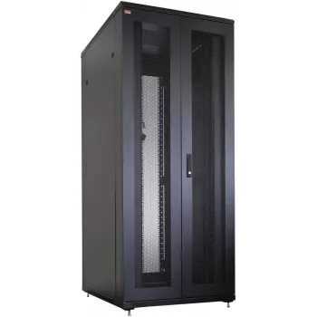 IT-BUDGET 19 tuuman verkkokaappi SRK - täysi sarja - 42U - 800x800 mm - rei'itetyt pariovet edessä ja takana - 4 aktiivista tuuletinta - PDU - hyllyt - Flatpack - musta (90ITB19SRK4288DTS)