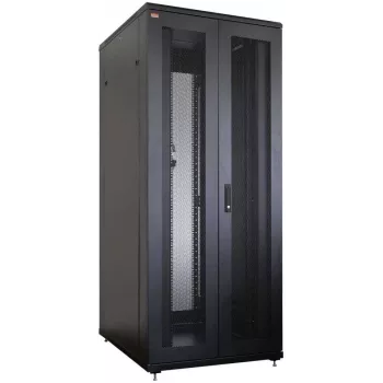 IT-BUDGET 19 tuuman verkkokaappi SRK - 42U - 800x800 mm - rei'itetyt pariovet edessä ja takana - kaapelihyllyt - Flatpack - musta (RAL 9005)