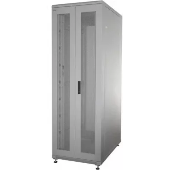 IT-BUDGET 19 tuuman verkkokaappi SRK - 42U - 600x600 mm - rei'itetyt pariovet edessä ja takana - Flatpack - vaaleanharmaa (RAL 7035) (90ITB19SRK4266DTGN)