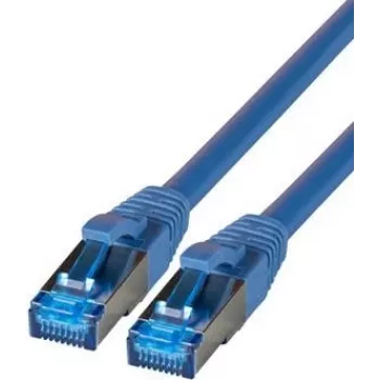 IT-BUDGET Full Copper Premium -verkkokaapeli - Super Flex TPE - Cat.6A - 500MHz - LSZH - PoE+ - AWG 27 - sininen - 0,15 m