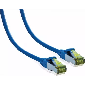 IT-BUDGET Full Copper Premium -liitäntäkaapeli Cat.6A Cat.7 -raakakaapelilla 600 MHz halogeeniton PoE+ 10Gbit sininen 7,5 m