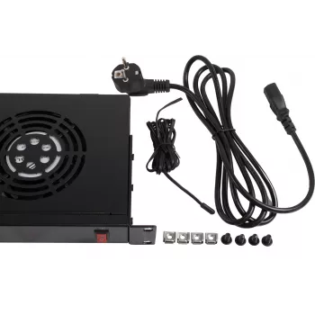 Rockstable 1U 19 tuuman tuuletinelementti - tuuletin - musta - teräs - 2 tuuletinta - 12 cm - 330 m³/h (RS19-FT1U2TM)