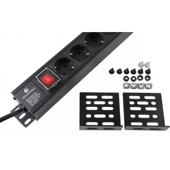 Rockstable 15-pistorasia jatkojohto - virranjakaja - musta - 1U - 2 m - 125/250 V - 50-60 Hz (RS19-15PDU)