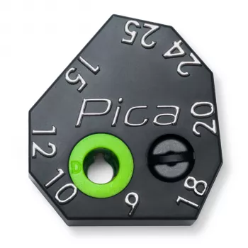 PICA-MARKER Pica Scriber Block - musta ABS-muovinen merkintätyökalu, jossa kynänteroitin, harppi, yhdensuuntais- ja syvyysmerkintäohjain Pica-Dry Longlife -automaattikynälle