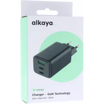 ALKAYA NEXUS GaN-laturi 65W musta (CR-50004)