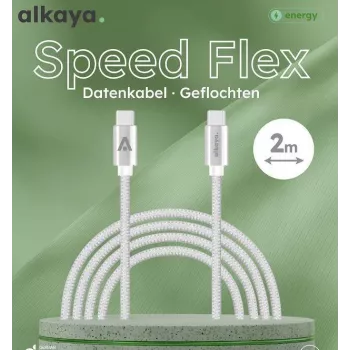 ALKAYA Speed Flex USB-C - USB-C -kaapeli 2 m valkoinen (CL-60031)
