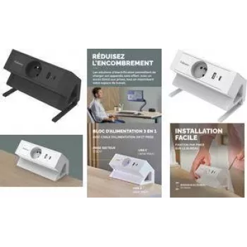Fellowes Power Desk -pistorasia, Type-E, musta